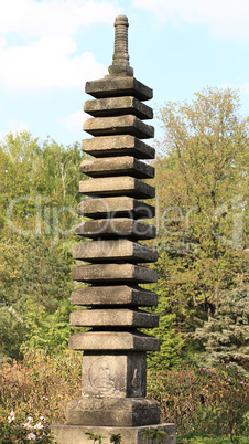 stone column in japan garden