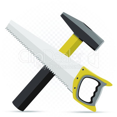 saw and hammer repair icon