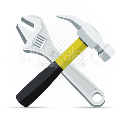 wrench and hammer repair icon