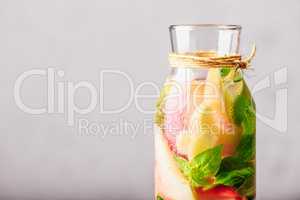 Infused Water with Peach and Basil.