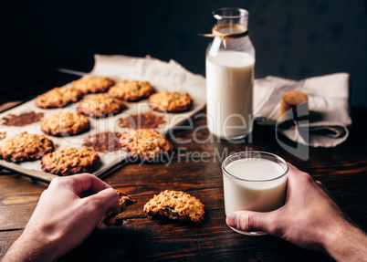 Oatmeal Cookies and Glass of Milk.
