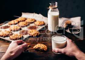 Oatmeal Cookies and Glass of Milk.