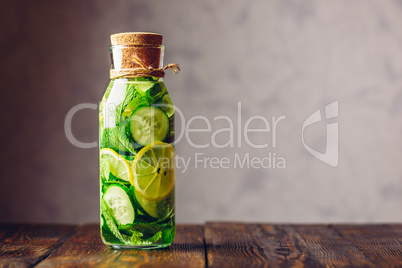 Water Infused with Lemon, Cucumber and Mint.