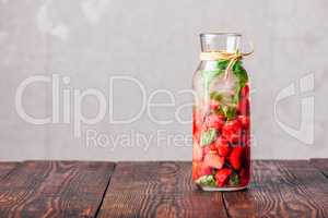 Water Flavored with Strawberry and Basil.