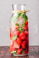 Water Infused with Strawberry and Basil.