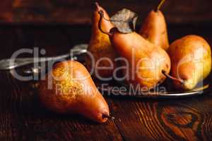 Few Golden Pears on Table.