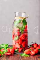 Water Infused with Strawberry and Basil.