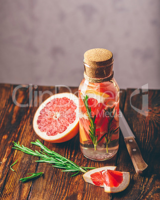 Bottle of Water with Grapefruit and Rosemary.