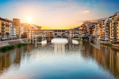 Morning sun over Vecchio bridge