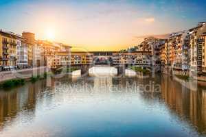 Morning sun over Vecchio bridge