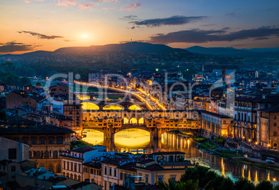 Cityscape and bridges of Florence