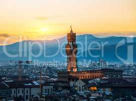 Tower of Florence at sunrise