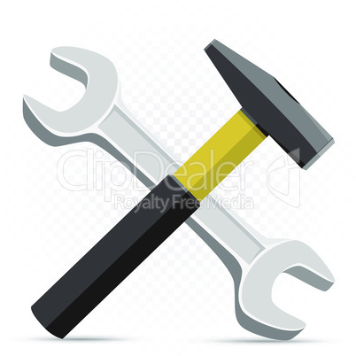 hammer and wrench repair icon