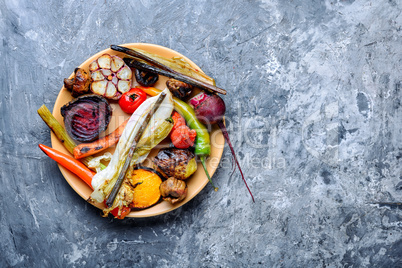 Plate with grilled vegetables