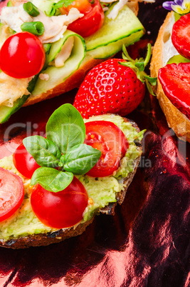 Bruschetta with various toppings