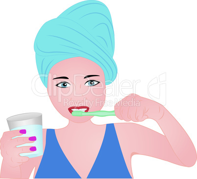 A girl brushing teeth