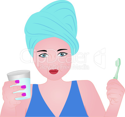 A girl brushing teeth