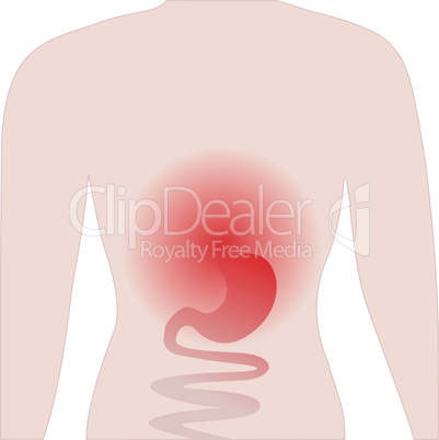 A girl having abdoman pain vector illustration