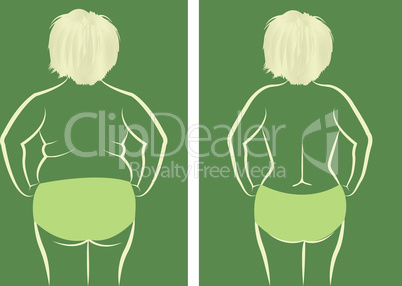 Fat and slim girl vector illustration