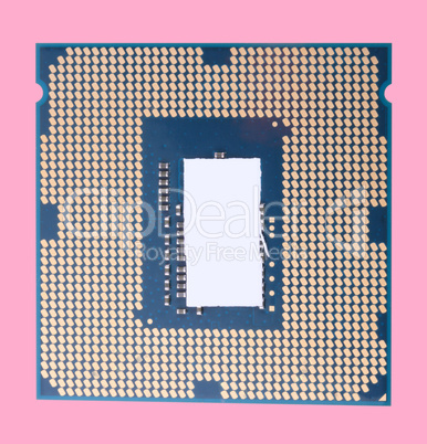 central Processor unit isolated on pink background at dry sunny