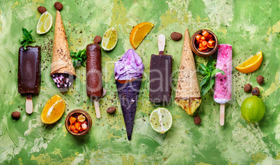 Homemade ice cream or popsicles