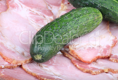 cucumber on ham meat