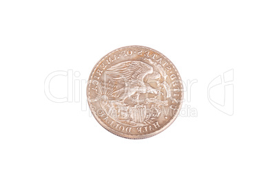 half dollar coin isolated on white background