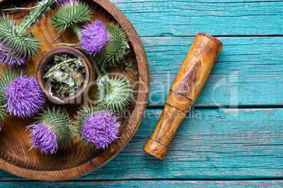 Milk thistle with flowers