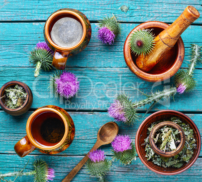 Herbal tea wih milk thistle