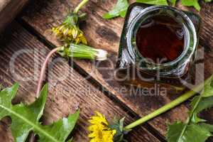 Dandelion tincture in bottle