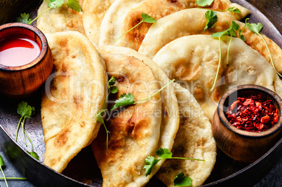 Cheburek,dough pie with meat filling