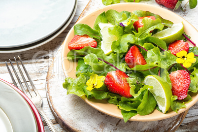 Summer salad with strawberries
