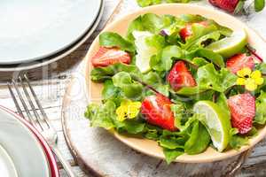 Summer salad with strawberries