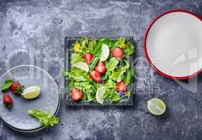 Summer salad with strawberries