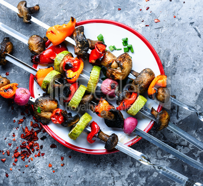 Skewers of grilled vegetables