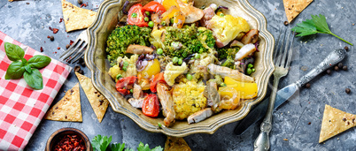 Vegetables baked with chicken
