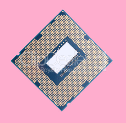 central Processor unit isolated on pink background at dry sunny