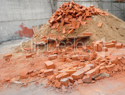 heap of red brick