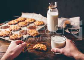 Oatmeal Cookies and Glass of Milk