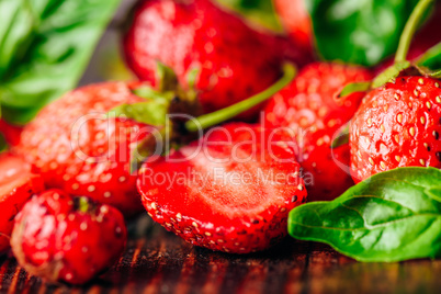 Strawberry and Basil Background.