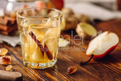 Glass of Water with Pear, Cinnamon and Ginger.