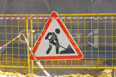 road works sign