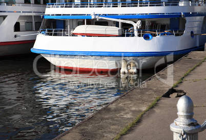 three-dec ship by berth at day to be anchored