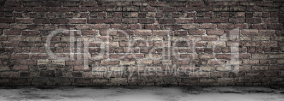 Large Grungy Blank Old Brick Wall And Concrete Floor Banner