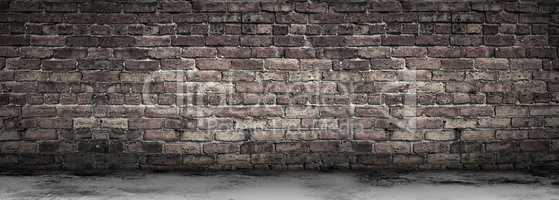 Large Grungy Blank Old Brick Wall And Concrete Floor Banner