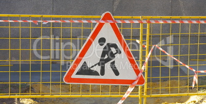 road works sign