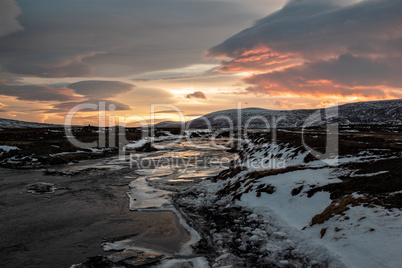 Godafoss river at sunset, Iceland