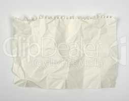 crumpled blank white rectangular sheet of paper torn out of a sp