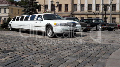 white wedding limousine