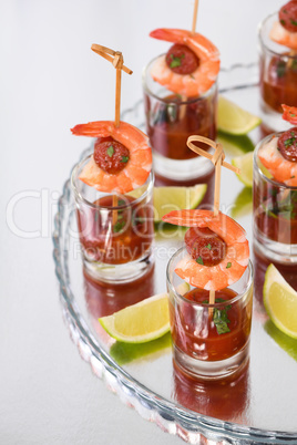 Appetizer shrimp with chorizo sausage